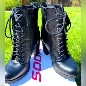 Soda Black Combat Boots